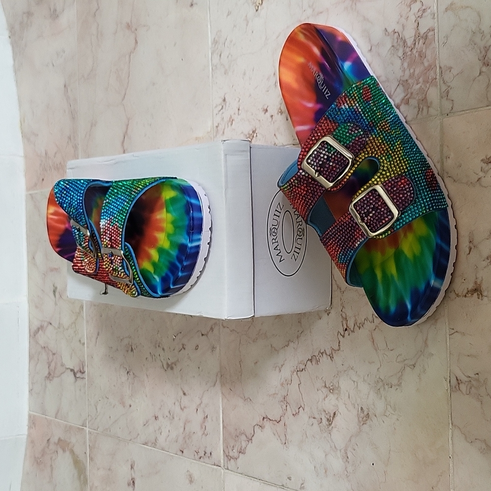 Beautiful Tie Dye Sequence  Sandals (Never Worn, brand new)